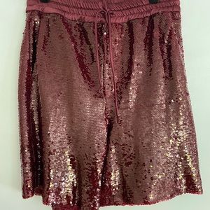 Zara Ruby red Sequin shorts M